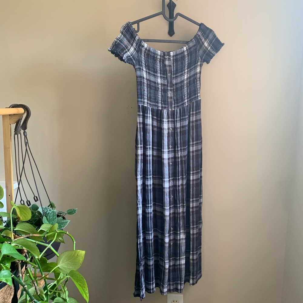 Urban Outfitters Off Shoulder Plaid Dress